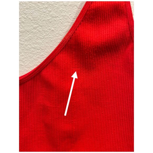 FREE PEOPLE Asymmetric Ribbed One Shoulder Red Crop Top - Picture 4 of 4
